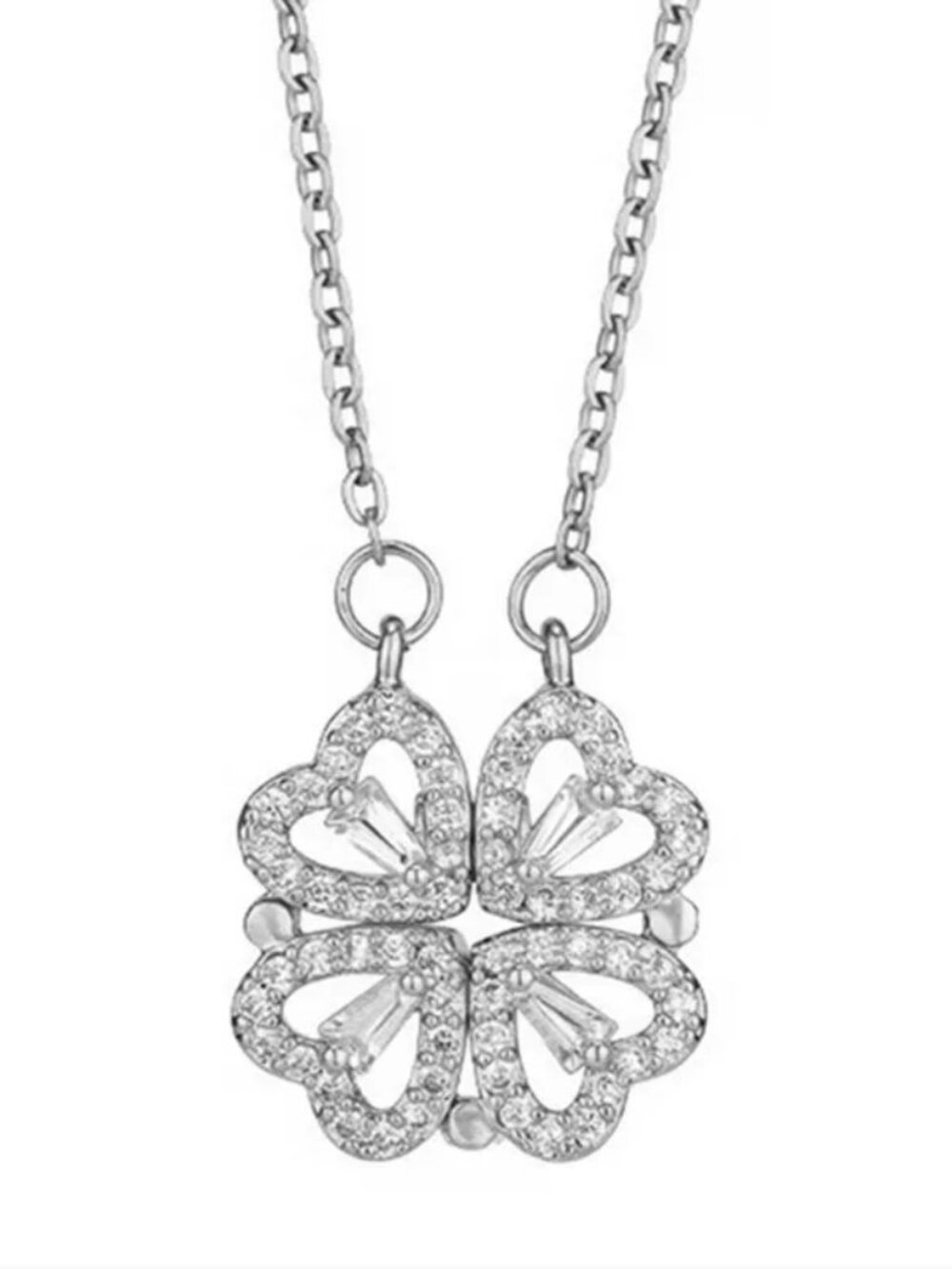 NWOT  Heart and Clover Necklace-Silver